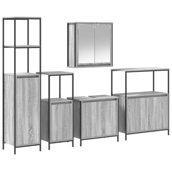 vidaXL Ensemble de meubles de salle de bain 5 pièces en bois d'ingénierie gris sonoma