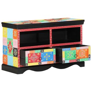 vidaXL Meuble TV Multicolore 80 x 35 x 50 cm Bois de manguier massif