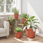 vidaXL Pot à fleurs rond 6 Pièces Rouge brique Ø 26 x 21 5 cm Plastique