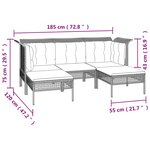 vidaXL Salon de jardin 5 Pièces avec coussins Gris Résine tressée