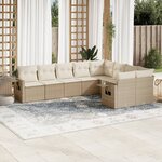 vidaXL Salon de jardin avec coussins 9 Pièces beige résine tressée