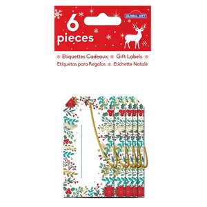 6 étiquettes cadeaux - Motif végétal avec dorures