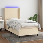 vidaXL Sommier à lattes de lit matelas et LED Crème 90x190 cm Tissu