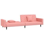 vidaXL Canapé-lit à 2 places avec deux oreillers Rose Velours