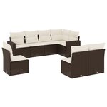 vidaXL Salon de jardin 8 Pièces avec coussins marron résine tressée