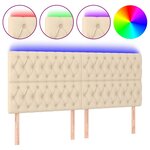 vidaXL Tête de lit à LED Crème 200x7x118/128 cm Tissu