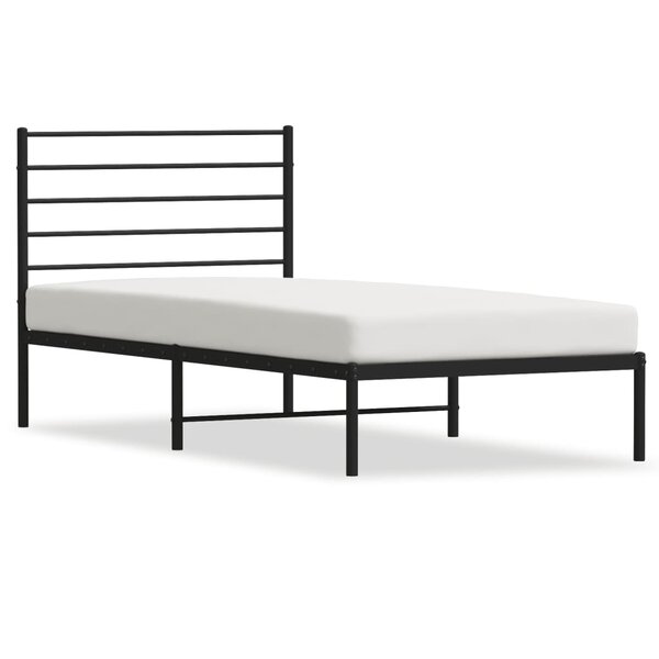 vidaXL Cadre de lit métal avec tête de lit noir 100x190 cm