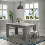 Table à manger 6-8 personnes - Blanc et béton clair - 160 x 90 x 75 cm