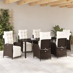 vidaXL Ensemble de salle à manger de jardin 7 pièces marron en rattan synthétique