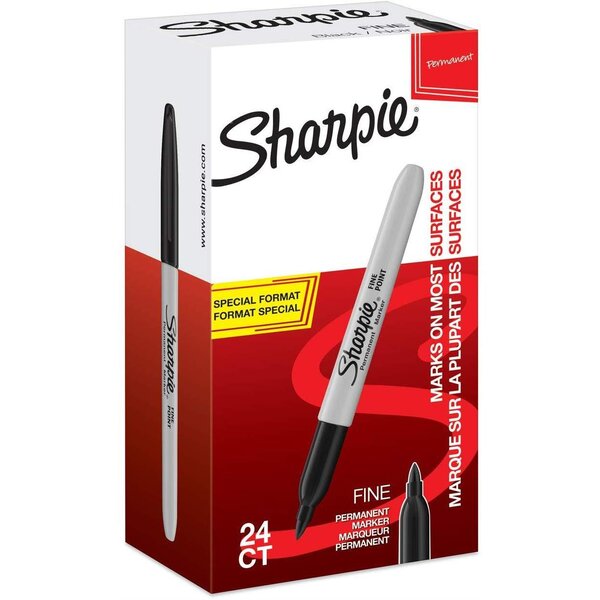 Marqueur Permanent FINE Pointe Ronde 0 9/0 7mm Noir x 24 SHARPIE