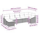 vidaXL Ensemble de Canapés de Jardin 7 Pièces avec Coussins Noir Rattan Poly