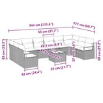 vidaXL Ensemble de canapé de jardin avec coussin 11 Pièces Noir