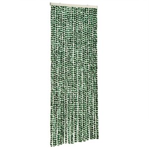 vidaXL Rideau anti-mouches vert et blanc 100x230 cm chenille