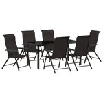 vidaXL Ensemble de Salle à Manger de Jardin 7 Pièces Noir Rattan Poly