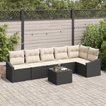 vidaXL Ensemble de canapé de jardin 6 pièces avec coussins Marron Poly Rotin