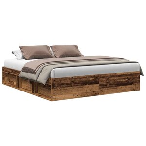 vidaXL Cadre de lit sans matelas vieux bois 200x200 cm bois ingénierie