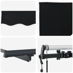 vidaXL Auvent Rétractable Noir 350 x 250 cm Tissu et Aluminium