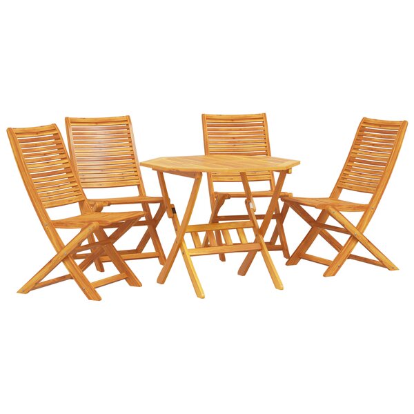 Ensemble de salle à manger de jardin 5 pièces en bois d'acacia massif