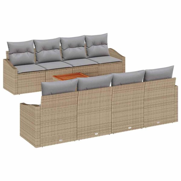 vidaXL Ensemble de canapé de jardin 9 Pièces Beige Poly rotin