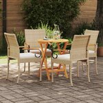 vidaXL Chaises de jardin avec coussin 4 Pièces Beige et blanc crème