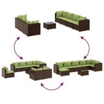 vidaXL Salon de jardin avec coussins 8 Pièces marron résine tressée
