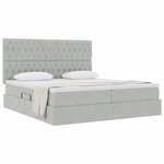 vidaXL Lit de Rangement avec matelas Gris clair 200 x 200 cm Velours