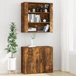 vidaXL Armoire murale Chêne fumé 80x33x80 cm Bois d'ingénierie