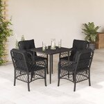vidaXL Ensemble à manger de jardin coussins 5Pièces Noir Résine tressée