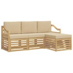 vidaXL Ensemble de canapés d'extérieur 4 pc Blanc et Beige Polyester