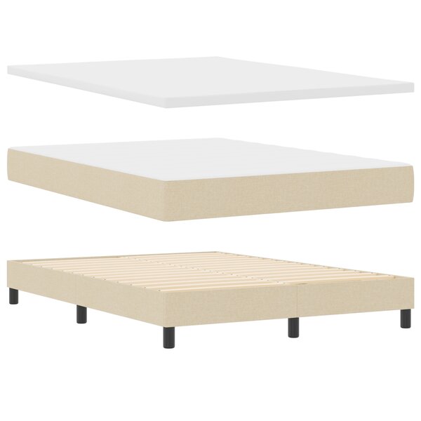 vidaXL Lit Box Spring avec Matelas - Crème  140 x 200 cm  Tissu