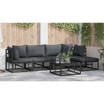 vidaXL Ensemble de canapé de jardin avec coussin 6 Pièces Noir Aluminium