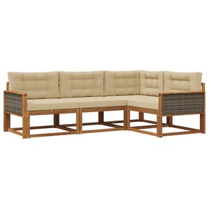 vidaXL Ensemble de canapés d'extérieur 4 pc Naturel et Beige