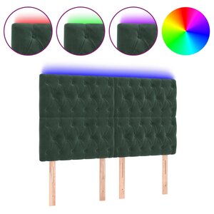 vidaXL Tête de lit à LED Vert foncé 144x7x118/128 cm Velours