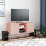 vidaXL Meuble TV rose 100 5x39x60 5 cm acier