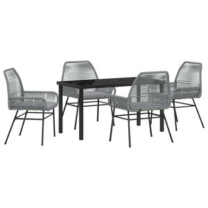 vidaXL Ensemble de salle à manger pour jardin 5 Pièces Gris polyrotin