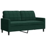 vidaXL Canapé à 2 places Vert foncé 140 cm Velours