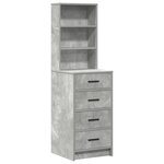 Set de coiffeuse 2 pièces avec LED en bois d'ingénierie gris béton