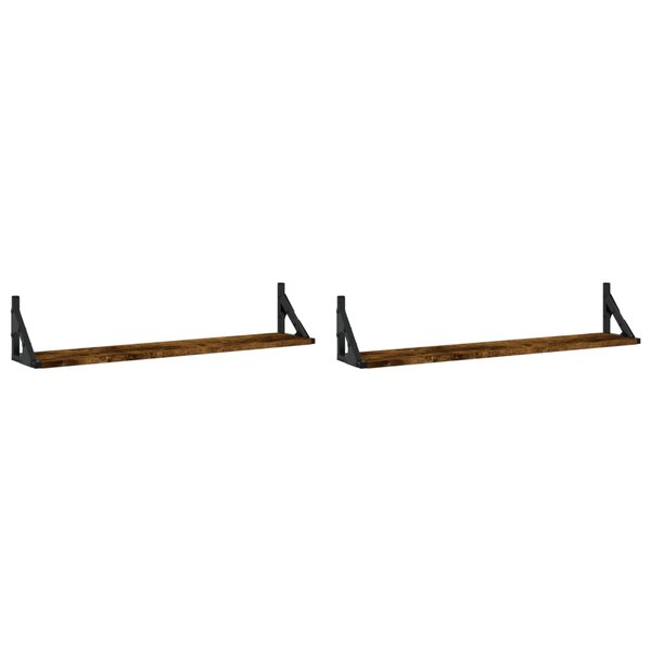 vidaXL Étagères murales 2Pièces chêne fumé 80x15x15 5cm bois d'ingénierie