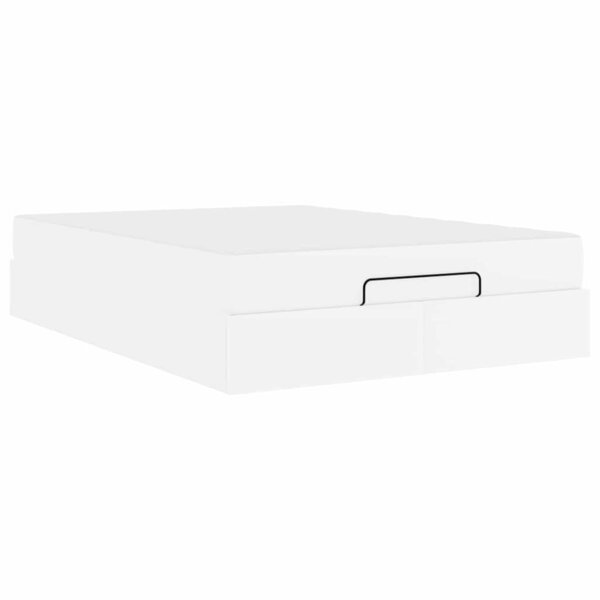 vidaXL Cadre de lit avec matelas Blanc pur 140 x 200 cm Faux cuir