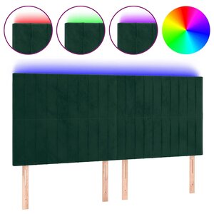 vidaXL Tête de lit à LED Vert foncé 200x5x118/128 cm Velours