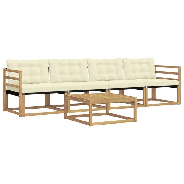 vidaXL Ensemble de canapés d'extérieur 5 pc Blanc et crème