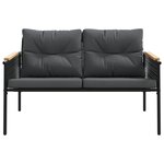 vidaXL Ensemble de meubles de balcon avec coussins 3 Pièces noir acier
