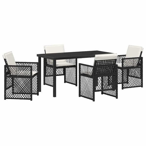 vidaXL Ensemble de salle à manger pour jardin 5 Pièces Noir polyrotin