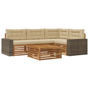 vidaXL Ensemble de canapés d'extérieur 5 pc Naturel et Beige Polyester