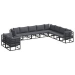 vidaXL Ensemble de canapé de jardin avec coussin Noir Aluminium