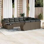 vidaXL Salon de jardin 11 Pièces avec coussins gris clair résine tressée