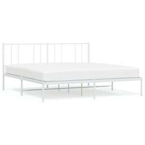vidaXL Cadre de lit métal sans matelas et tête de lit blanc 180x200 cm