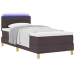 vidaXL Lit à ressort LED avec matelas Marron foncé 80 x 200 cm tissu
