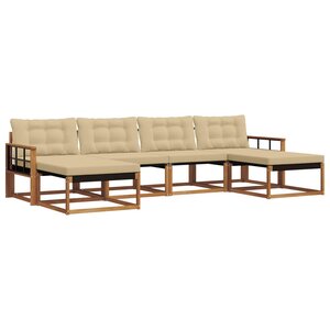 vidaXL Ensemble de canapés d'extérieur 6 pc Naturel et Beige