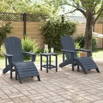 Ensemble de Salon de Jardin 3 Pièces vidaXL Bleu Marine HDPE